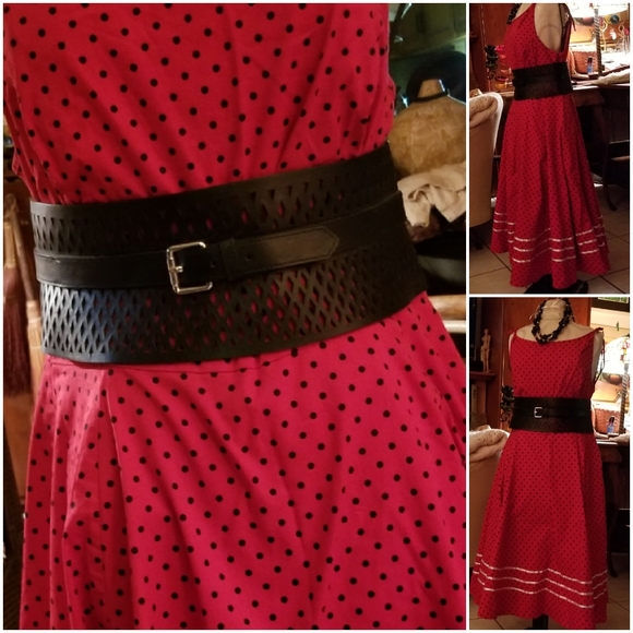 HEARTS & ROSES swing sundress RED POLKA DOT 18 - Picture 2 of 4